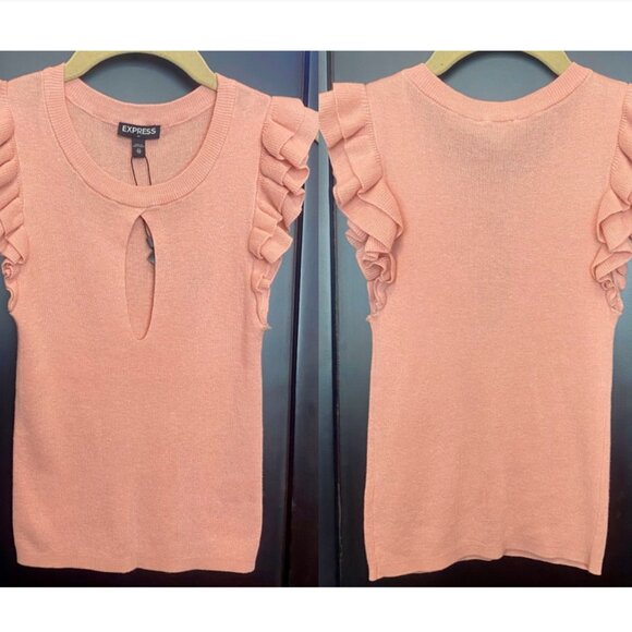 *NWT* Blush Pink Keyhole Neck Sleeveless Knit Semi-Crop Sweater Top - Size XS - Picture 12 of 16